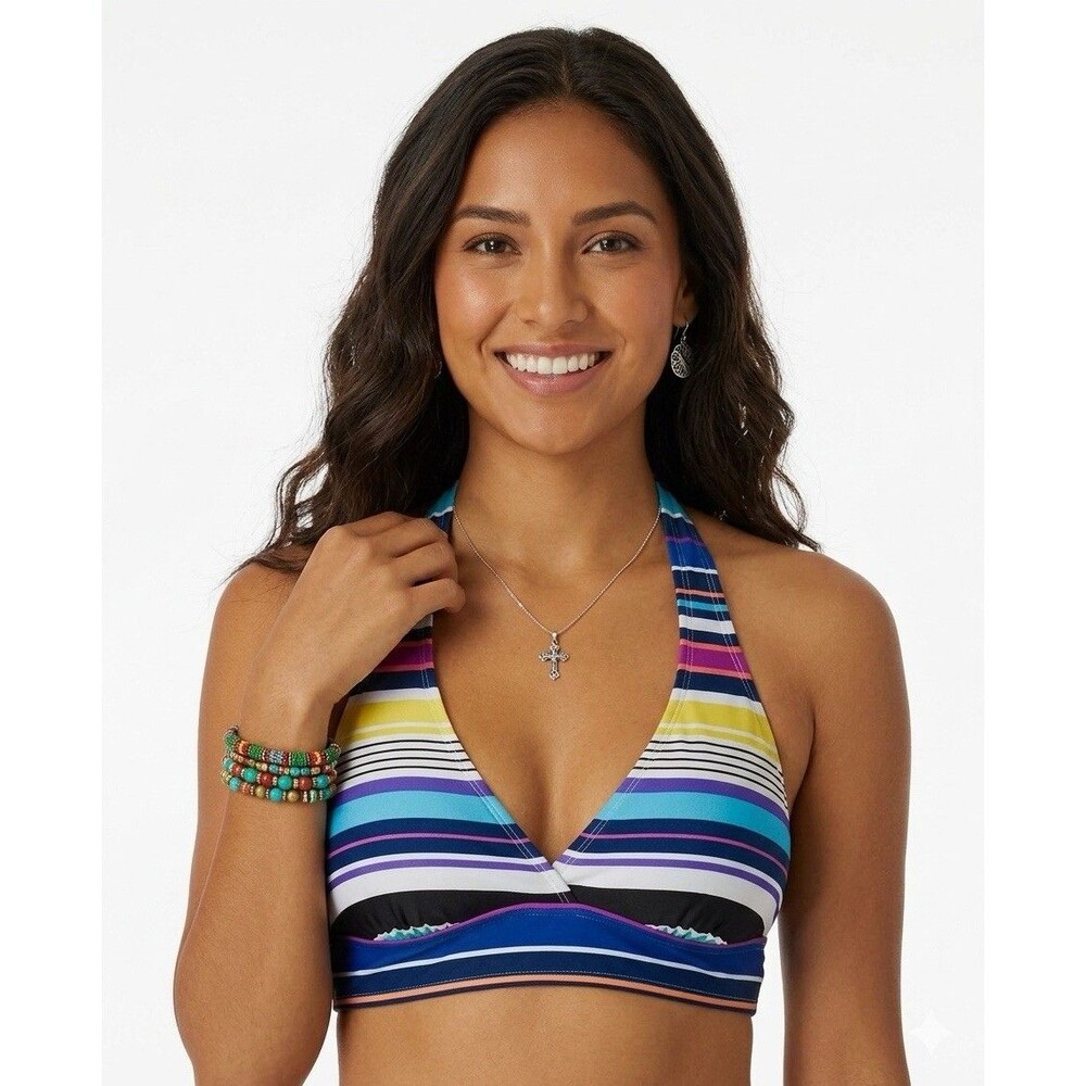 Anne Cole Women's Marilyn Striped Halter Bikini Top Size D Cup NWT MSRP $64